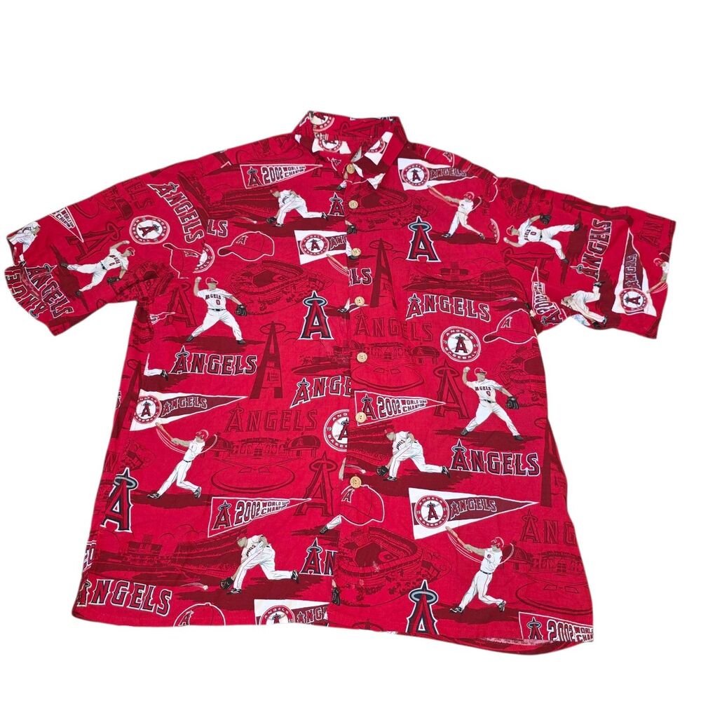 REYN SPOONER XXL Los Angeles Anaheim Angels Logo Baseball Shirt 2002 Rayon MLB - Picture 9 of 9